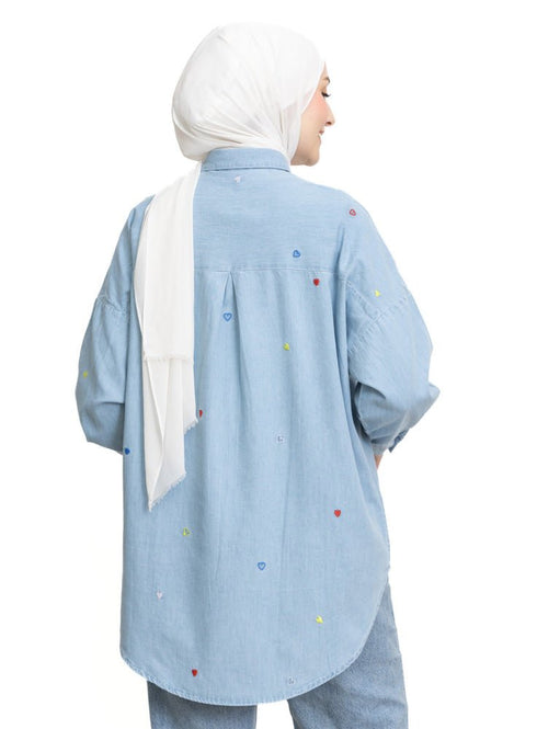 Heart - Ice E - Over Size Denim Shirt - Khotwh